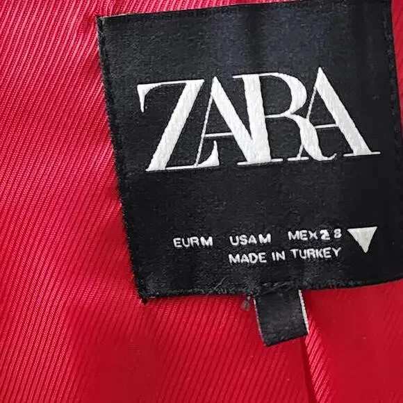 EUC Zara Pink Satin unique Blazer Jacket inside heart pocket love M - Picture 7 of 9